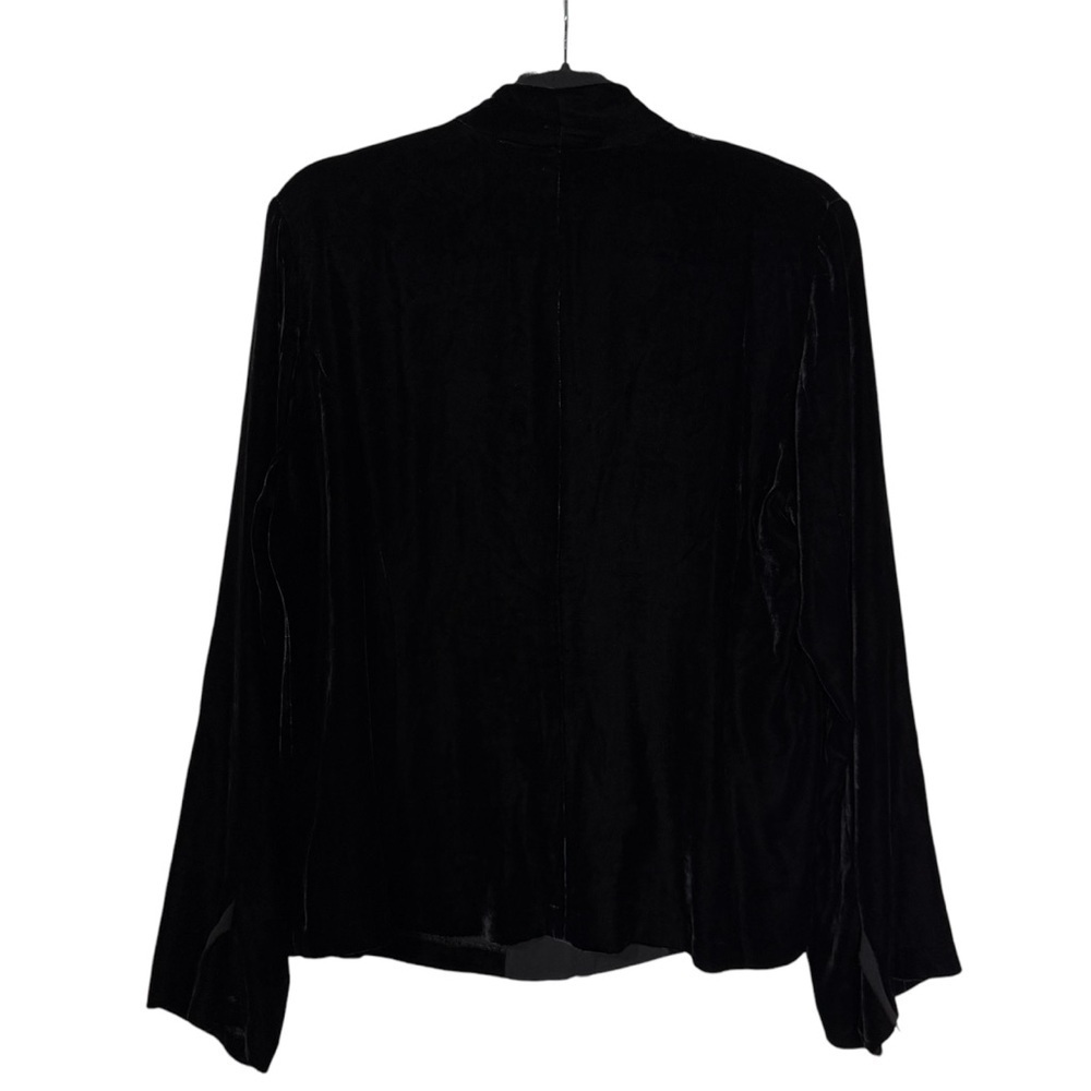 Eileen Fisher Velvet Button Up Jacket Long Sleeve Black Size Large Silk Top - Picture 2 of 14